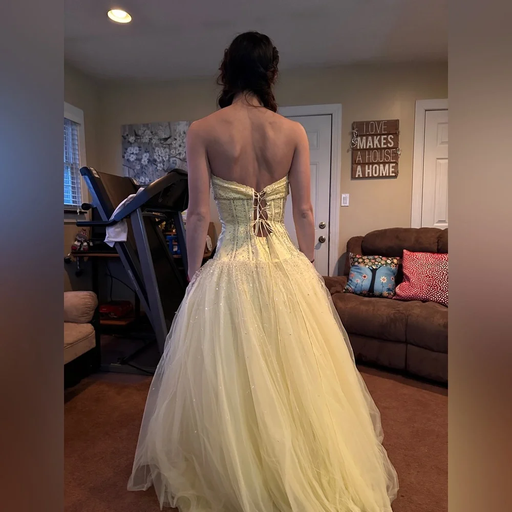 Yellow Cinderella Dress by Alyce size 8 - Picture 5 of 6